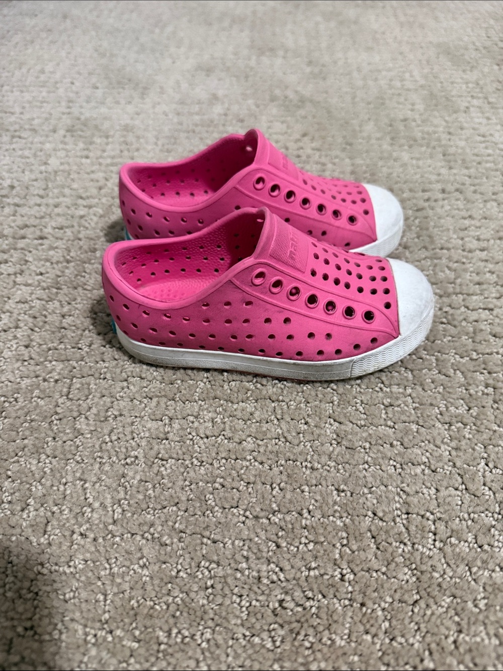 Native Shoes Kids Pink Slip-On Sneakers with White Toe Cap